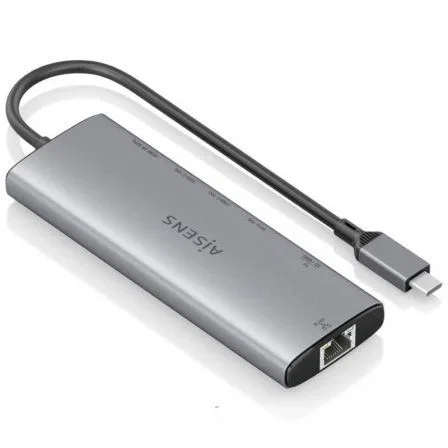 AISENS USB-C Dock 7 en 1 con HDMI 4K, RJ45, USB-A 10G, 2xUSB-C 10G y lectores de tarjetas, Gris AISENS USB-C Dock 7 en 1 con HDMI 4K, RJ45, USB-A 10G, 2xUSB-C 10G y lectores de tarjetas, Gris